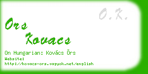 ors kovacs business card